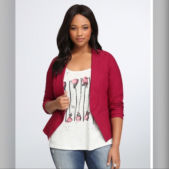 torrid Jackets & Blazers - Torrid Beet Red Cut Away Fit Stretch Blazer New